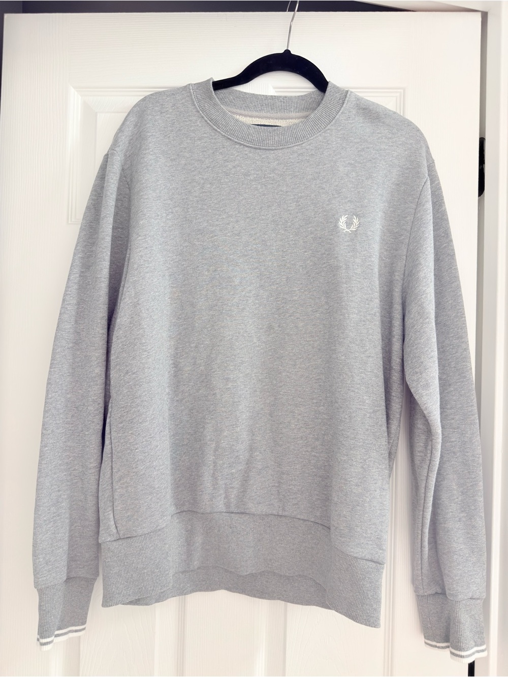 Fred Perry Light Gray Crewneck Sweatshirt with White Laurel Logo